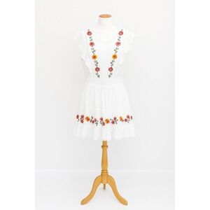 Andree Womens Dress Size 2X White Embroidered‎ Ruffle Sleeve Boho Cottage Summer